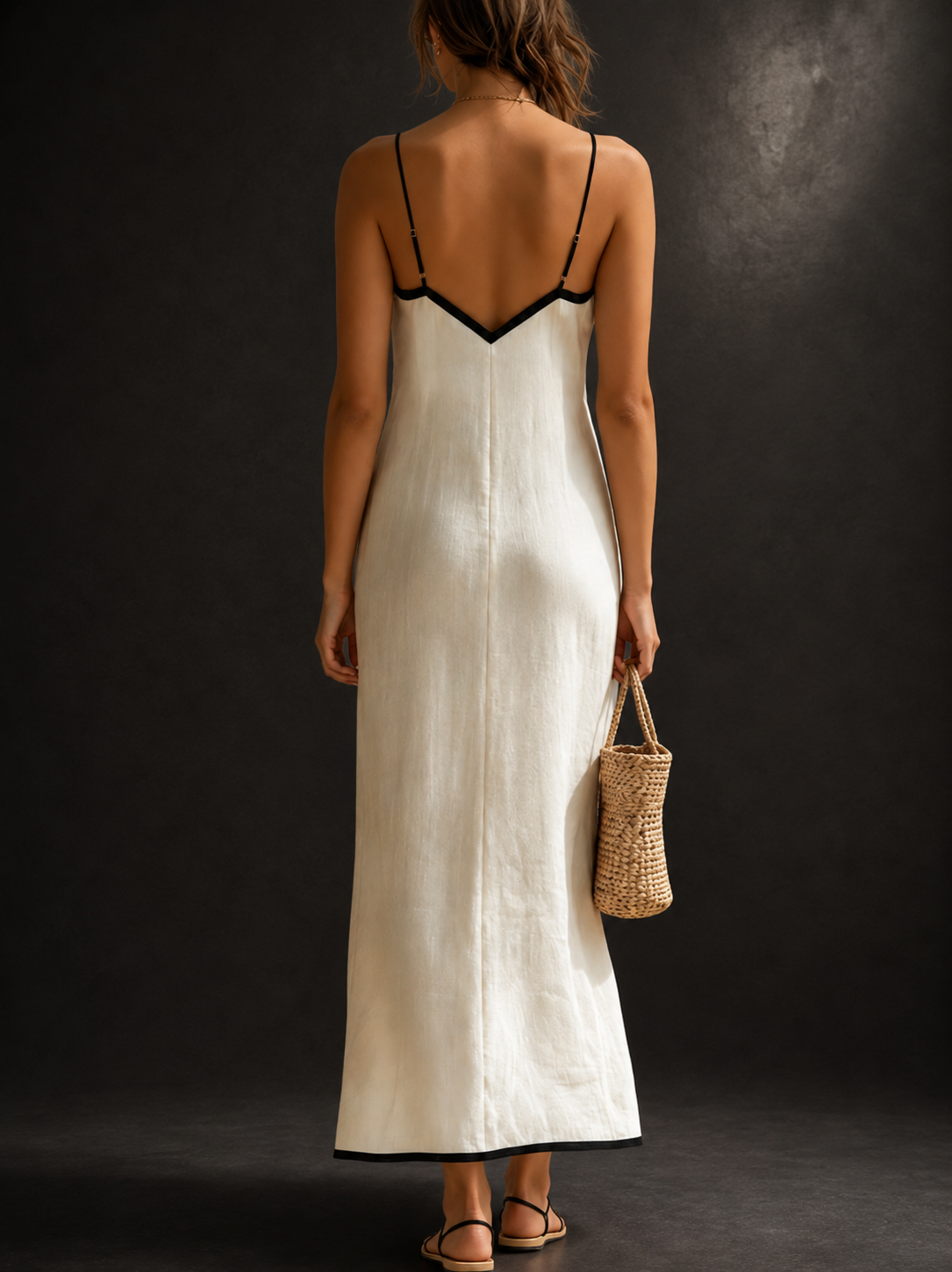 Melanie- Vestido largo de corte recto estilo camisón