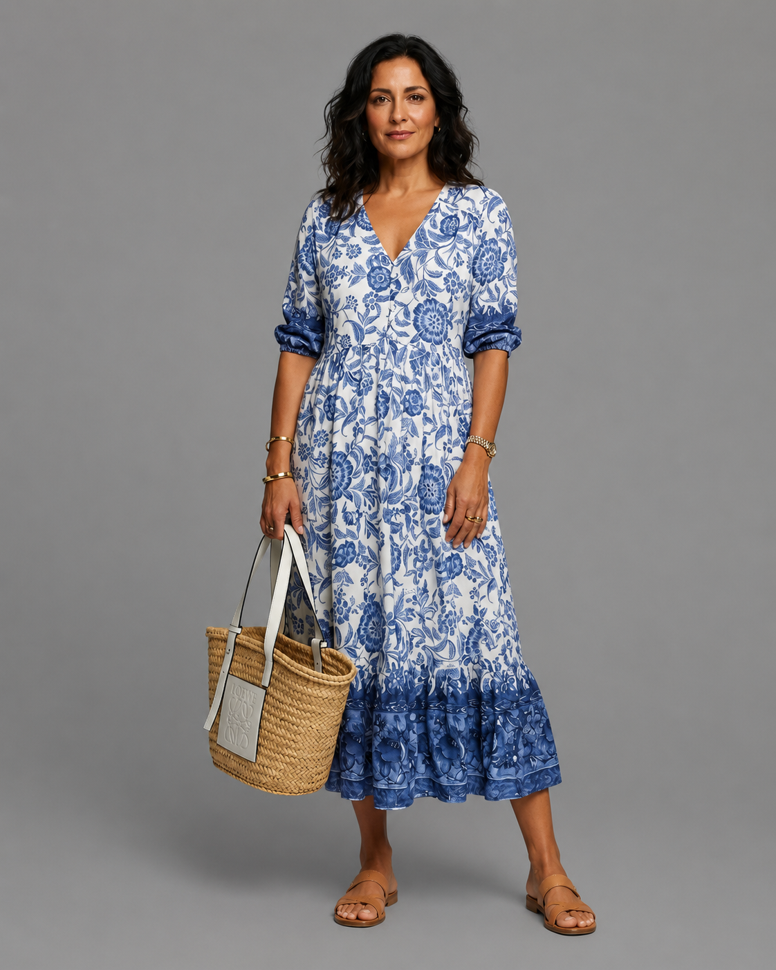 Carolina- Vestido veraniego de estampado floral con escote V