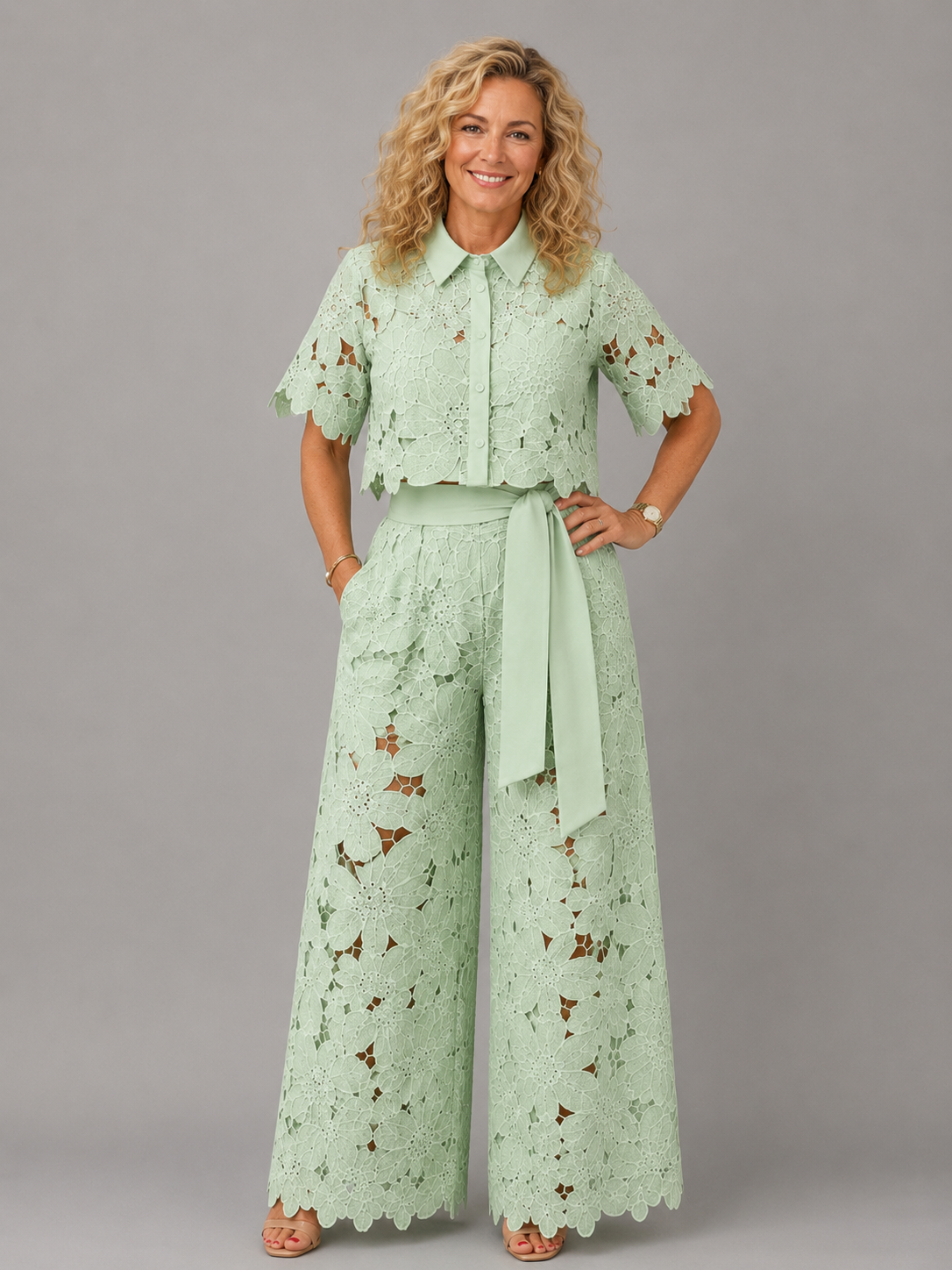 Elisa- Conjunto elegante con detalles florales calados
