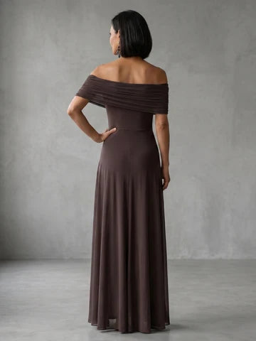 Triana- Vestido midi con hombros al descubierto y drapeado