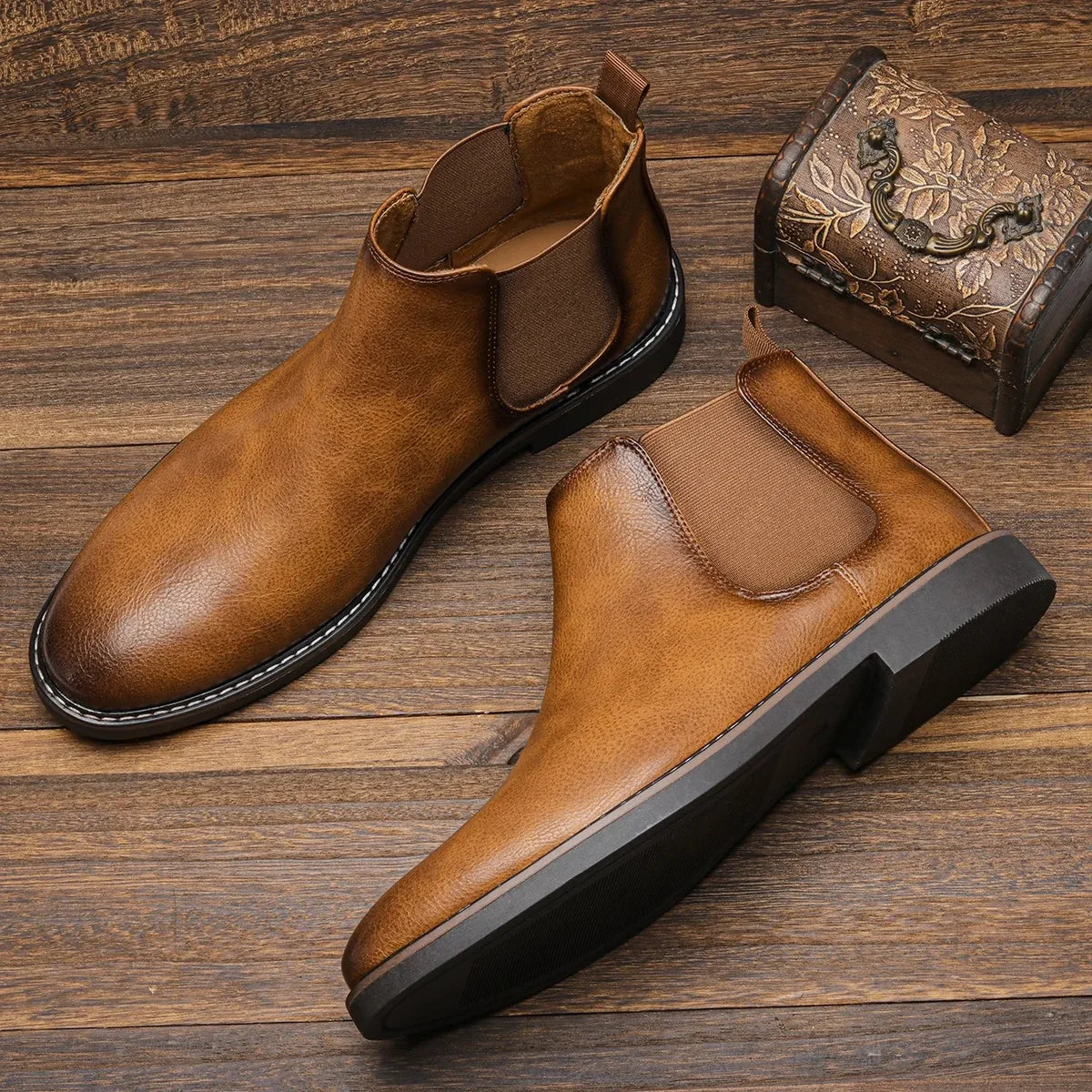 Gonzalo- Botas Chelsea hombre elegantes sin cordones – botines cuero clásico versátil