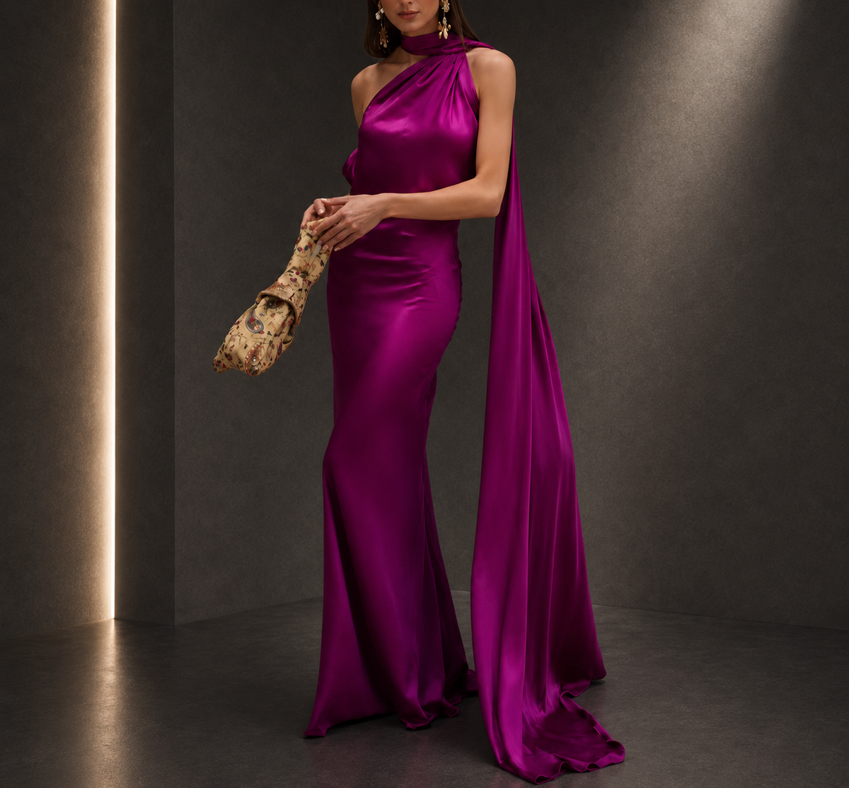 Marina- Vestido largo de satén