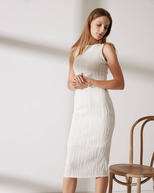 Natalia- Vestido tipo camiseta con textura de ondas de agua