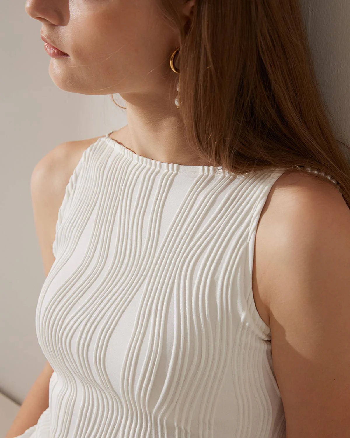 Natalia- Vestido tipo camiseta con textura de ondas de agua