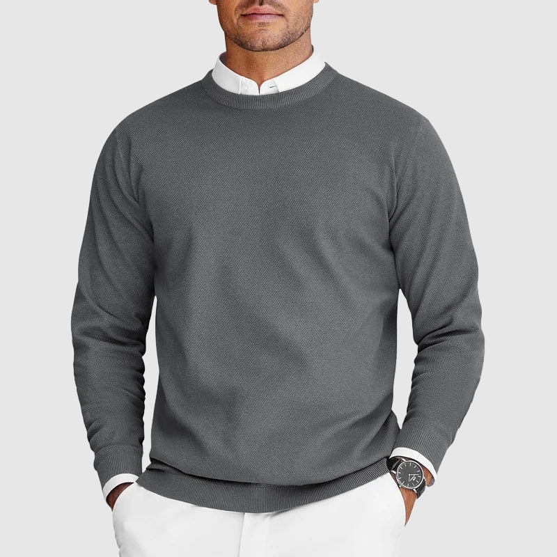 Adrián- Suéter hombre cuello redondo blanco – estilo clásico elegante cómodo diario