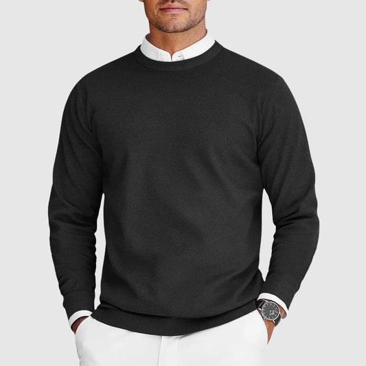 Adrián- Suéter hombre cuello redondo blanco – estilo clásico elegante cómodo diario