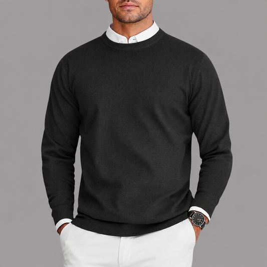 Adrián- Suéter hombre cuello redondo blanco – estilo clásico elegante cómodo diario