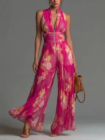 Serafina- Mono gasa plisada con estampado floral