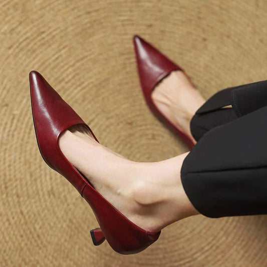 Gabriela- Zapatos de tacón de piel con punta refinada