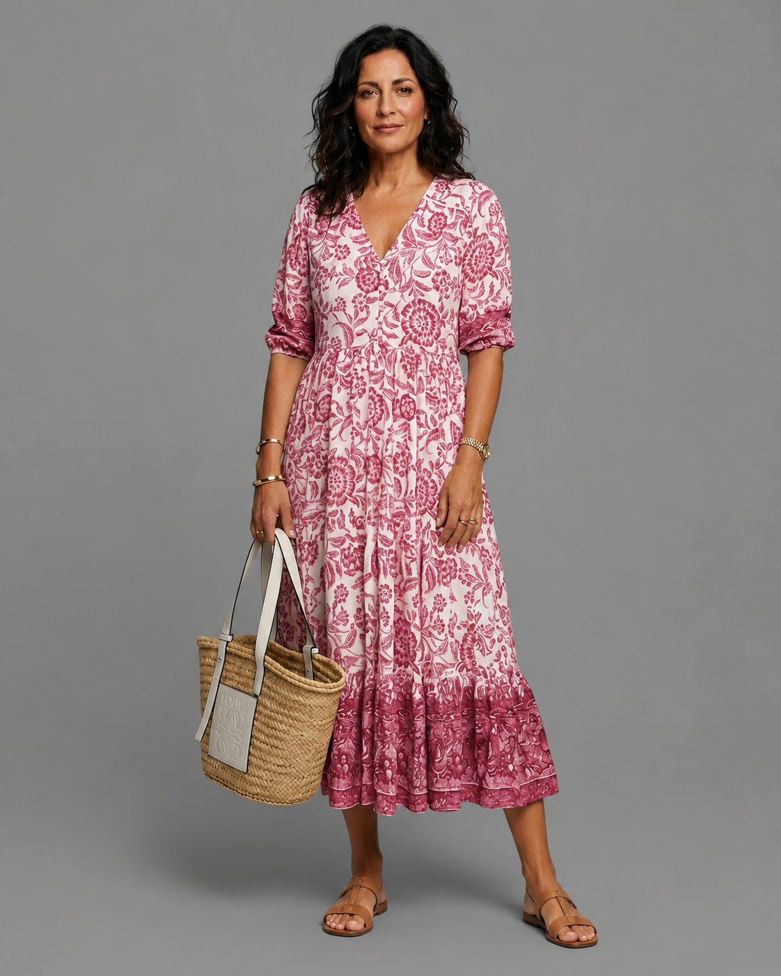 Carolina- Vestido veraniego de estampado floral con escote V