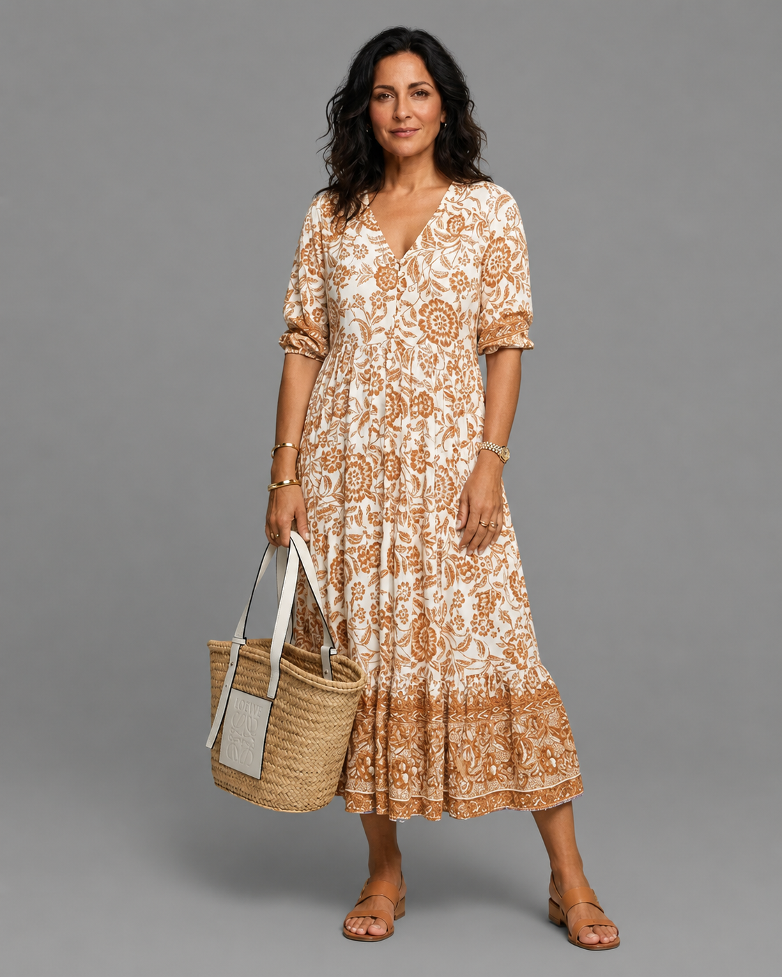 Carolina- Vestido veraniego de estampado floral con escote V