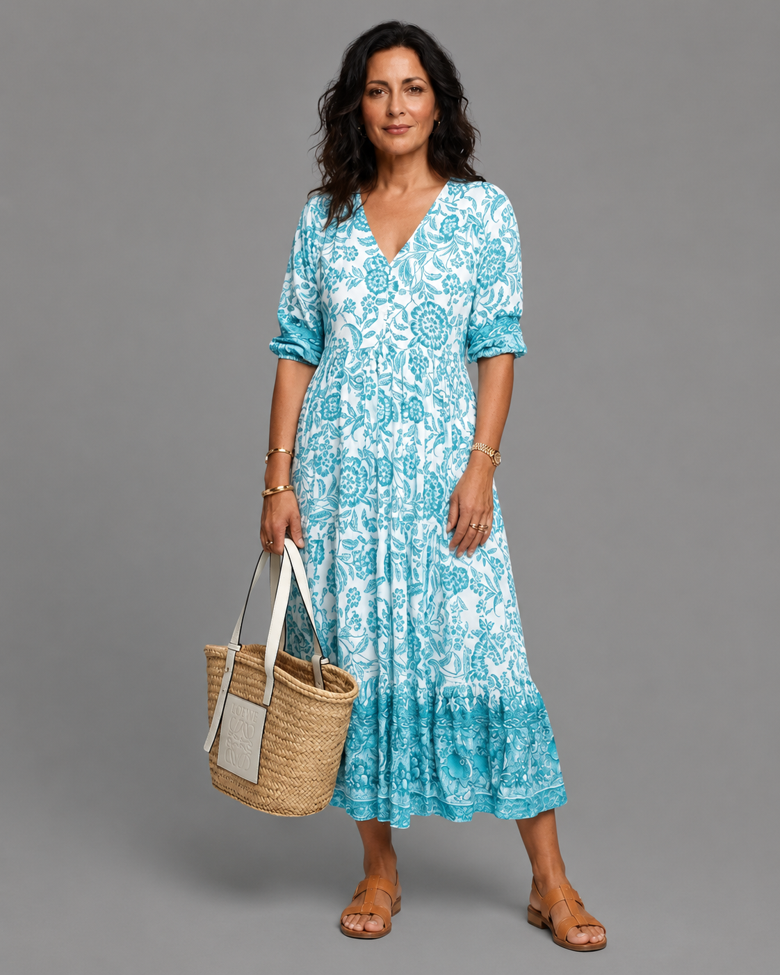 Carolina- Vestido veraniego de estampado floral con escote V