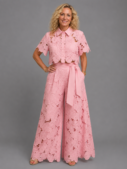 Elisa- Conjunto elegante con detalles florales calados