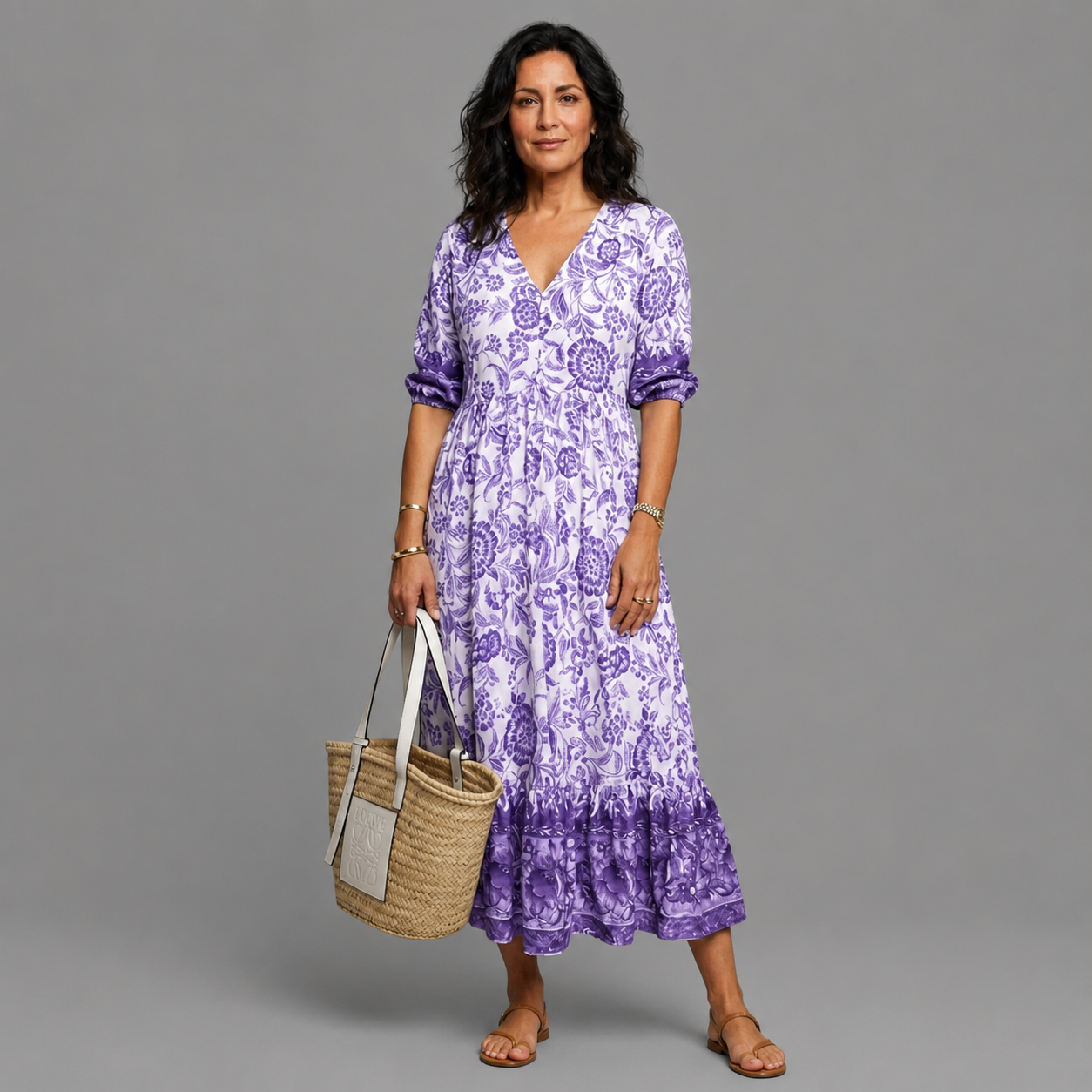 Carolina- Vestido veraniego de estampado floral con escote V